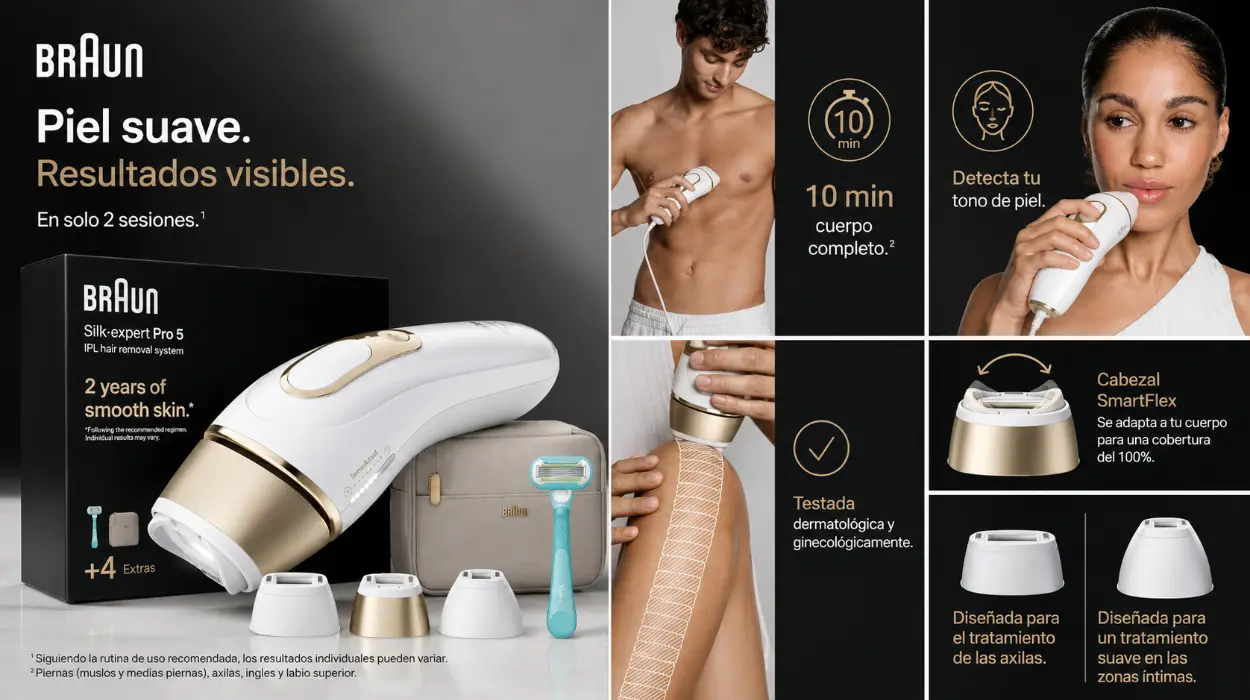 Depiladora IPL Braun Silk·expert Pro 5 para reducción permanente del vello en casa por sólo 399€ con envío gratis (-40%)