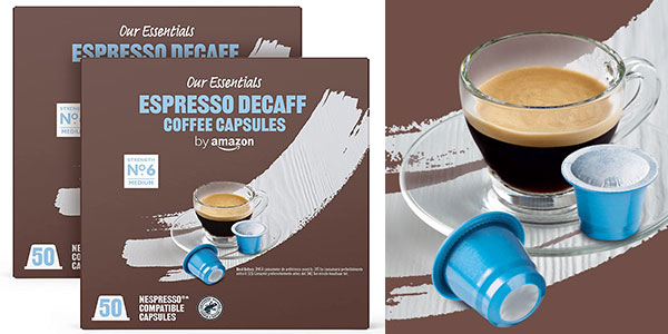 Chollo Pack de 100 cápsulas de café descafeinado Our Essentials by Amazon compatible con Nespresso por sólo 8,04€ (-50%)