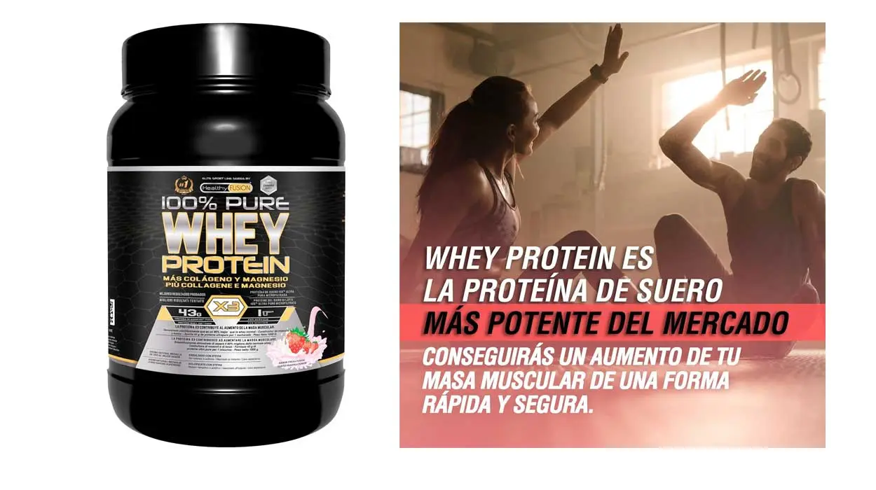 Chollo Proteína Whey Healthy Fusion con colágeno y magnesio de 1000g sabor fresa por sólo 17,79€ (-41%)