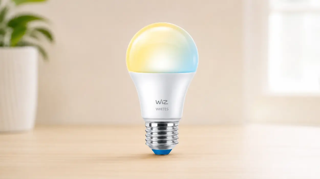 Bombilla inteligente WiZ LED E27 A60 de 806 lm, con luz blanca cálida a fría por sólo 6,90€ (-47%)