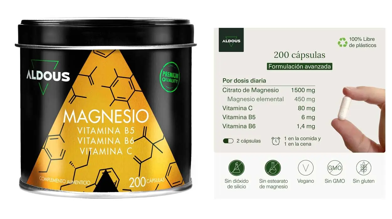 Chollo Citrato de Magnesio Aldous Labs 1500 mg de 200 cápsulas por sólo 20,80€ (-26%)