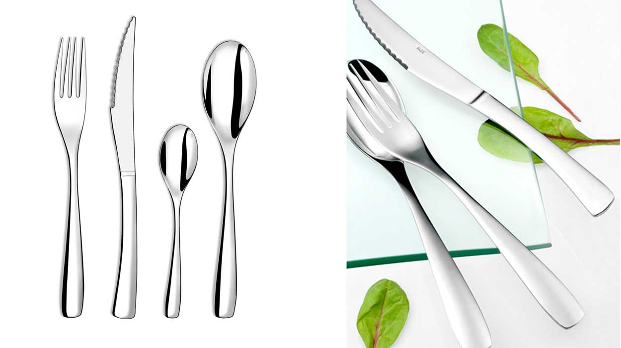 Llévate hoy muy rebajada esta cubertería de 24 piezas con un diseño elegantísimo y cuchillos «de los que cortan» ¡Es baratísima!