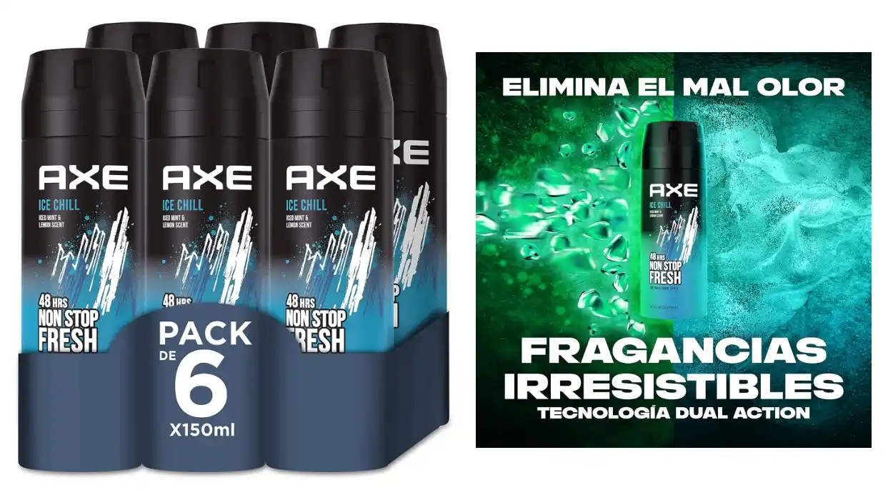 Chollo Pack x6 Desodorante Axe Ice Chill de 150 ml para hombre por sólo 16,71€ (-10%) ¡2,79€ cada uno!
