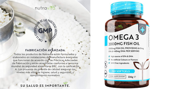 Chollo Envase 240 cápsulas Omega 3 Nutravita por sólo 18,99€ (17% de descuento)