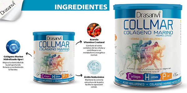 Chollo Colágeno hidrolizado Collmar de Drasanvi de 275 gr con ácido hialurónico y vitamina C por sólo 13,49€ (45% de descuento)