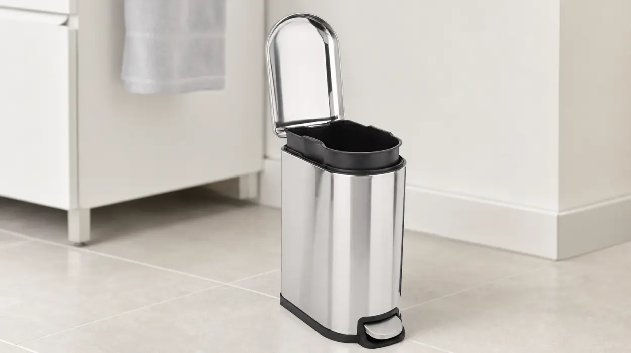 Papelera Amazon Basics de 10 l con pedal y cierre suave para espacios estrechos por sólo 26,39€ (-31%)