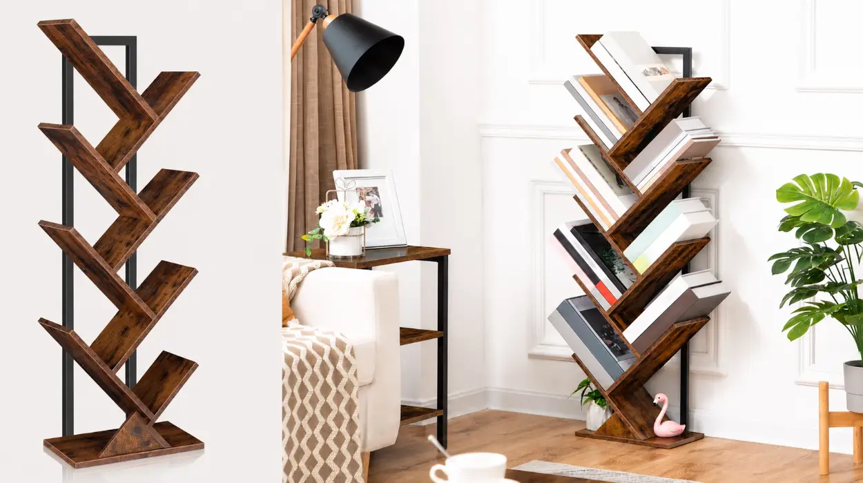 Estantería alta de madera en forma de árbol con 8 niveles, ideal para sala u oficina por sólo 30,31€ con envío gratis (-7%)
