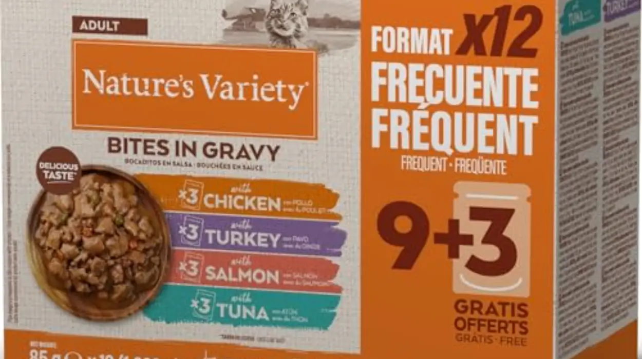 Pack x12 bolsitas de Nature’s Variety Bocaditos en Salsa para gatos multisabor de 85 g por sólo 8,69€ (-26%)