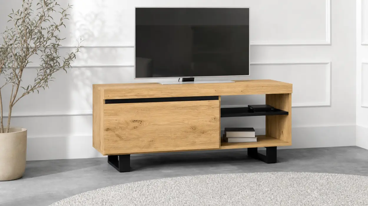 Set de muebles de salón Skraut Home Naturale con aparador y mueble TV de 120 cm por sólo 235,99€ con cupón y envío gratis (-34%)